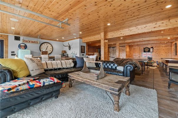 Interior, Living room, Recessed Lighting, Wooden Ceilings, Wood Texture Flooring, Wooden Walls