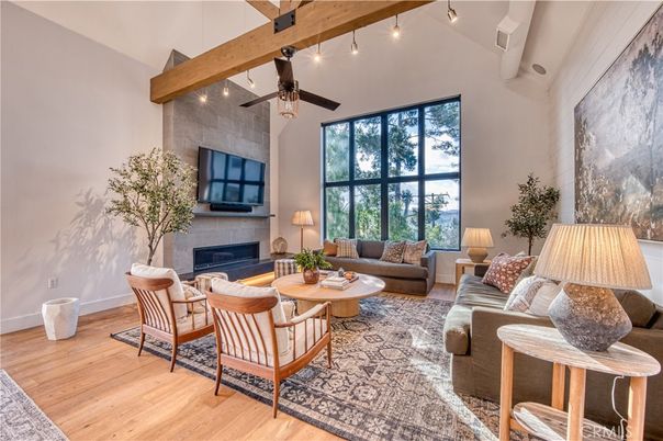 Fireplace, Interior, Living room, Stone Walls, Wooden Beams, Wood Texture Flooring