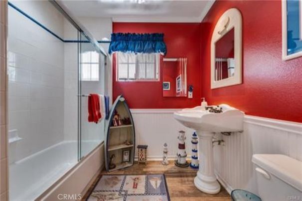 Bathroom, Glass Shower, Interior, Wood Texture Flooring