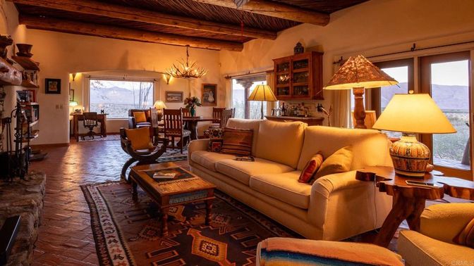 Dining room, Fireplace, Interior, Living room, Pendant Lights, Wooden Beams, Wooden Ceilings, Wood Texture Flooring