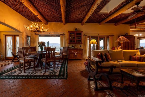 Chandelier, Dining room, Interior, Living room, Pendant Lights, Wooden Beams, Wooden Ceilings, Wood Texture Flooring
