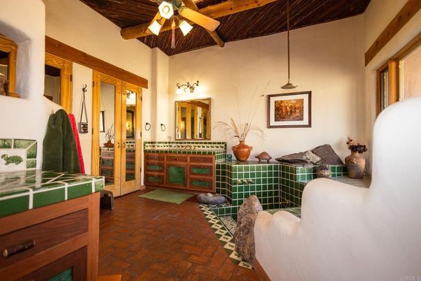 Bathroom, Interior, Tile Countertops, Wooden Beams, Wooden Ceilings