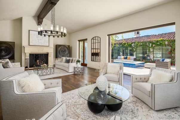 Chandelier, Fireplace, Interior, Living room, Pendant Lights, Wood Texture Flooring