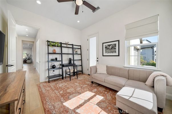 Home Office, Interior, Living room, Recessed Lighting, Wood Texture Flooring