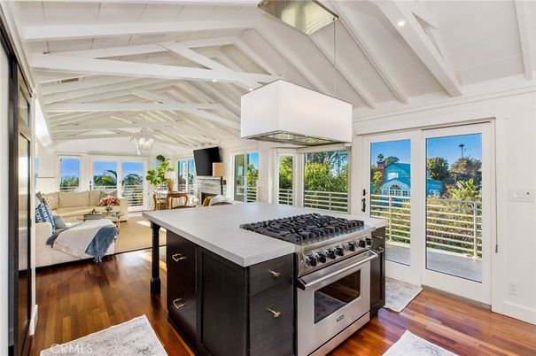Interior, Kitchen, Living room, Stainless Steel Appliances, Water, Wood Texture Flooring