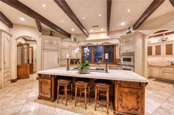 Interior, Kitchen, Recessed Lighting, Stainless Steel Appliances, Wooden Beams