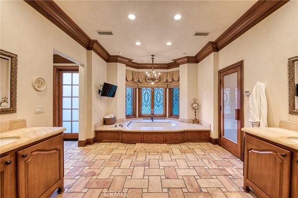 Bathroom, Chandelier, Interior, Recessed Lighting