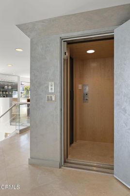 Elevator, Interior, Recessed Lighting, Wooden Walls