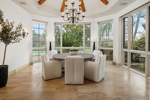 Chandelier, Dining room, Interior, Wooden Beams