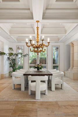 Chandelier, Dining room, Interior, Wood Texture Flooring