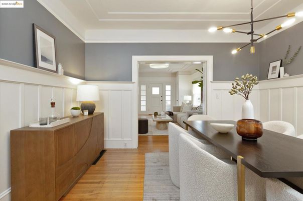Dining room, Interior, Living room, Pendant Lights, Wood Texture Flooring