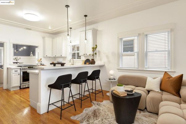 Interior, Kitchen, Living room, Pendant Lights, Recessed Lighting, Stainless Steel Appliances, Wood Texture Flooring