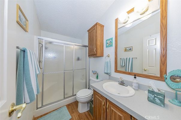 Bathroom, Glass Shower, Interior, Wood Texture Flooring