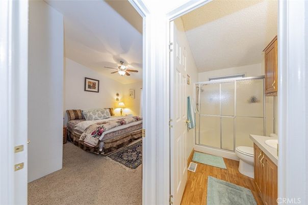 Bathroom, Bedroom, Glass Shower, Interior, Wood Texture Flooring