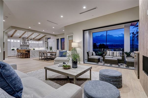 Dining room, Interior, Kitchen, Living room, Recessed Lighting, Wood Texture Flooring