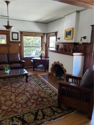 Fireplace, Interior, Pendant Lights, Wood Texture Flooring