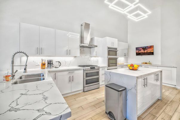 Interior, Kitchen, Stainless Steel Appliances, Wood Texture Flooring