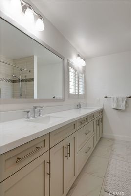 Bathroom, Dual Sink Vanities, Glass Shower, Interior, Marble