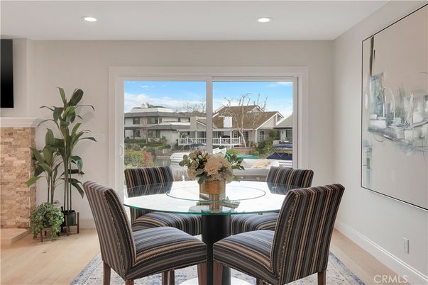 Dining room, Interior, Recessed Lighting, Wood Texture Flooring