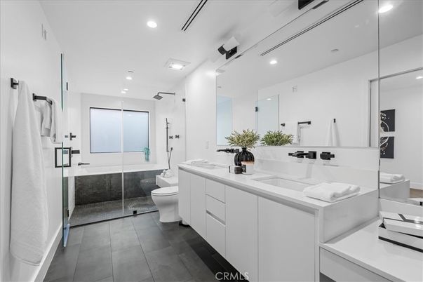 Bathroom, Dual Sink Vanities, Glass Shower, Interior, Recessed Lighting