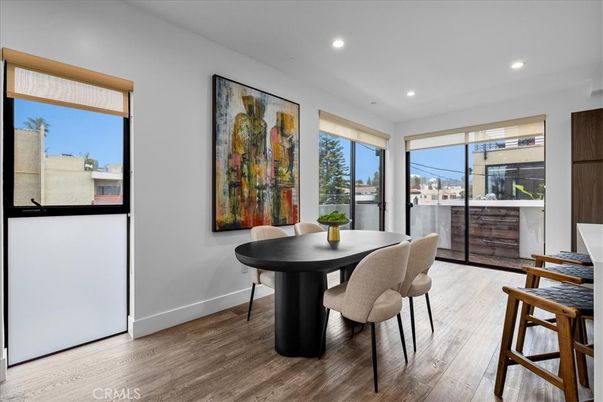 Dining room, Interior, Recessed Lighting, Wood Texture Flooring