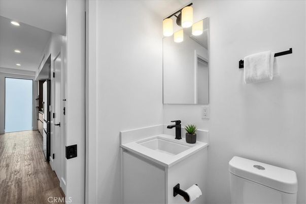 Bathroom, Interior, Recessed Lighting, Wood Texture Flooring