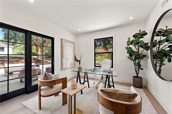 Home Office, Interior, Recessed Lighting, Wood Texture Flooring