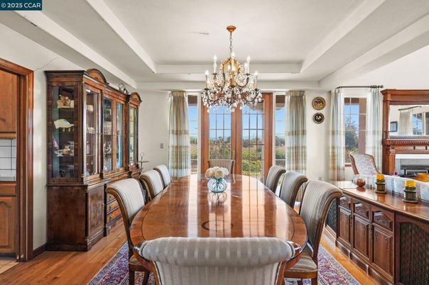 Chandelier, Dining room, Interior, Wood Texture Flooring