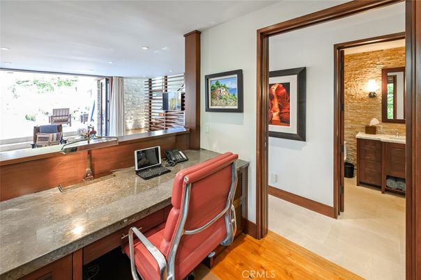 Home Office, Interior, Recessed Lighting, Wood Texture Flooring