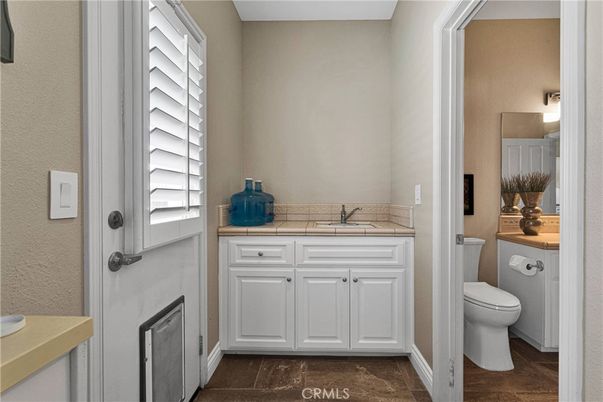 Bathroom, Interior, Tile Countertops, Wood Texture Flooring