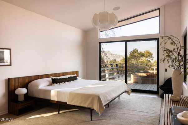 Bedroom, Interior, Pendant Lights, Wood Texture Flooring