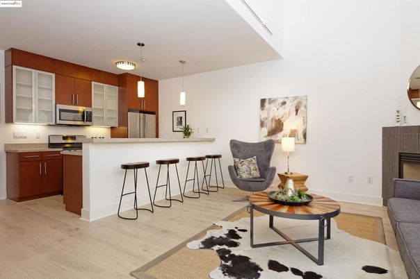 Interior, Kitchen, Pendant Lights, Stainless Steel Appliances, Wood Texture Flooring