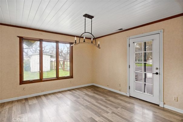 Empty room, Interior, Pendant Lights, Wood Texture Flooring