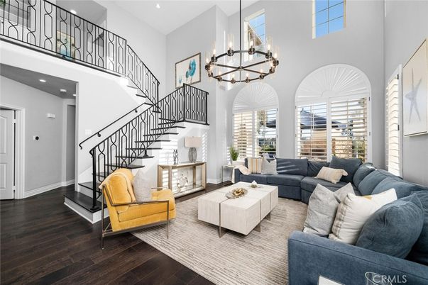 Chandelier, Interior, Living room, Recessed Lighting, Wood Texture Flooring