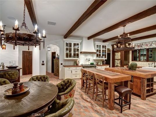 Chandelier, Dining room, Interior, Kitchen, Pendant Lights, Wooden Beams