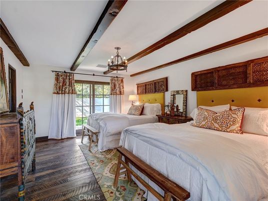 Bedroom, Chandelier, Interior, Wood Texture Flooring