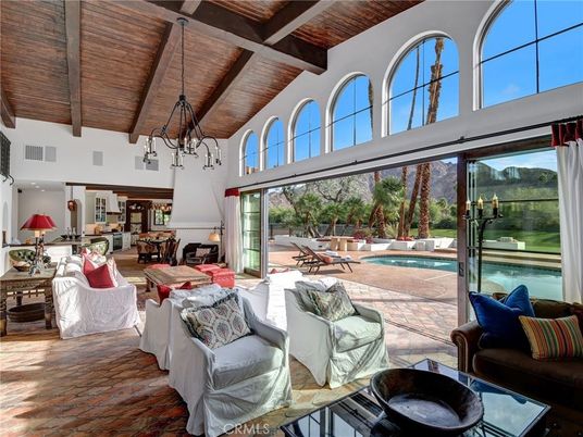 Chandelier, Dining room, Interior, Living room, Pool, Wooden Beams, Wooden Ceilings