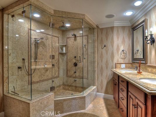 Bathroom, Glass Shower, Interior, Recessed Lighting