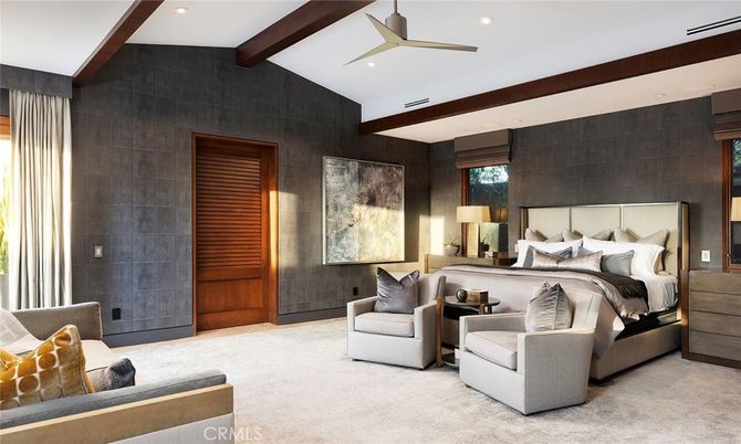 Bedroom, Interior, Recessed Lighting, Wooden Beams