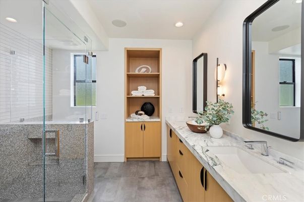 Bathroom, Dual Sink Vanities, Glass Shower, Interior, Recessed Lighting