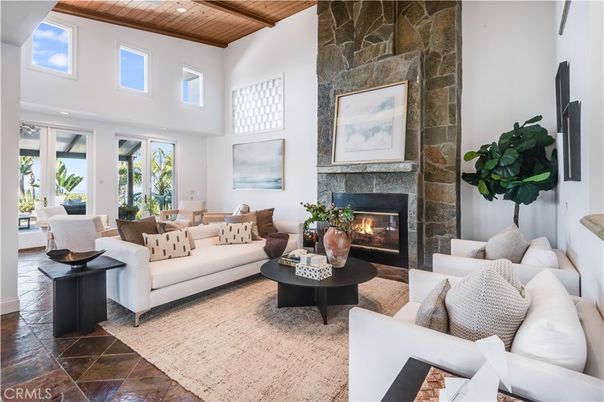 Fireplace, Interior, Living room, Recessed Lighting, Wooden Beams, Wooden Ceilings