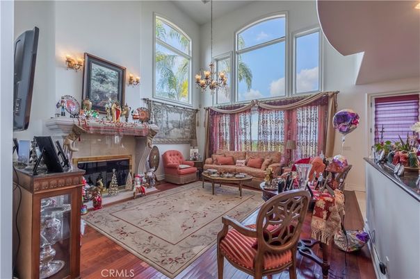 Chandelier, Fireplace, Interior, Living room, Wood Texture Flooring