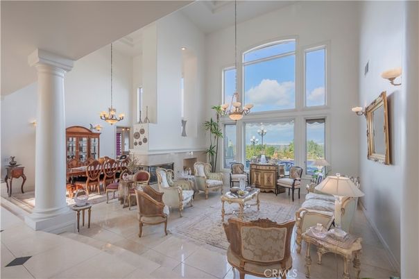Chandelier, Dining room, Fireplace, Interior, Living room, Pendant Lights, Recessed Lighting