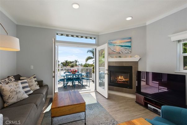 Dining room, Fireplace, Interior, Living room, Recessed Lighting, Wood Texture Flooring