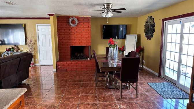 Dining room, Fireplace, Interior, Stone Walls
