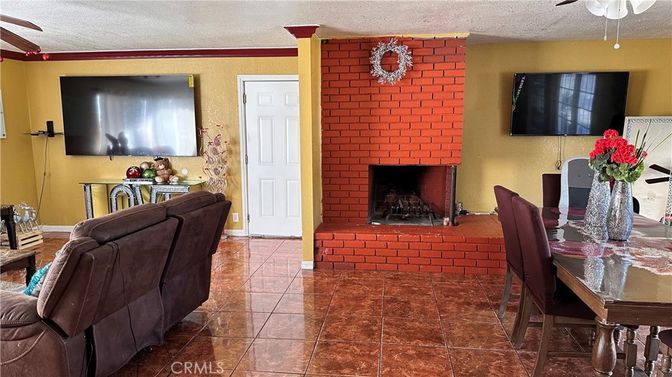Dining room, Fireplace, Interior, Stone Walls
