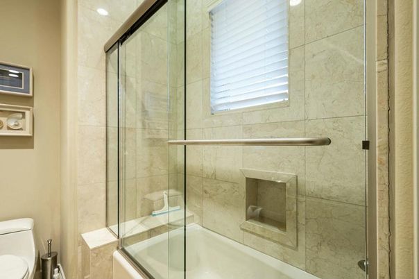 Bathroom, Glass Shower, Interior, Marble Walls