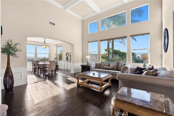 Dining room, Interior, Living room, Pendant Lights, Wood Texture Flooring