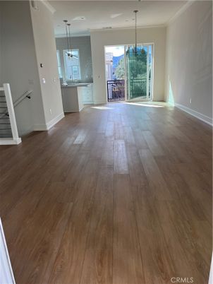 Empty room, Interior, Pendant Lights, Wood Texture Flooring