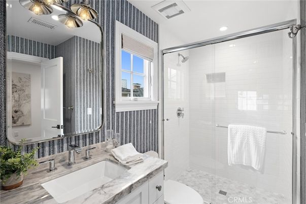 Bathroom, Glass Shower, Interior, Recessed Lighting